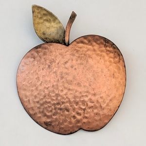 Vintage Copper Apple Brooch Pin for Teacher